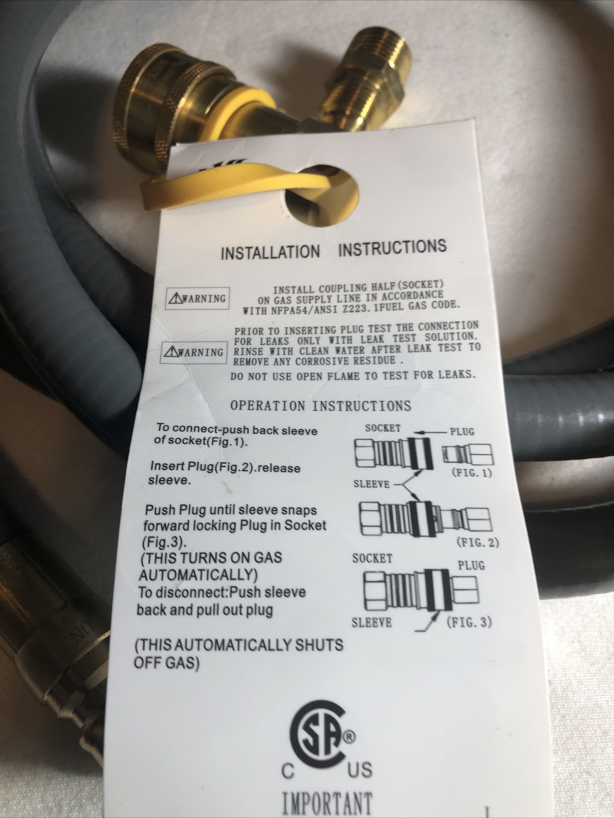 Gassal Gas Hose For Natural Gas with Quick Connect 1/2″ x 10 Ft