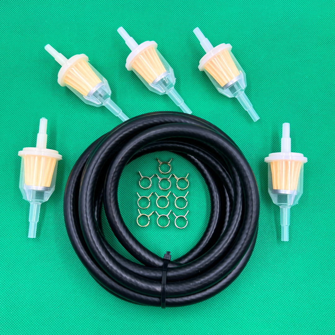 7 Feet 1/4 inch ID Fuel Line Hose Kit with 10Clamps for Briggs Kawasaki Kohler