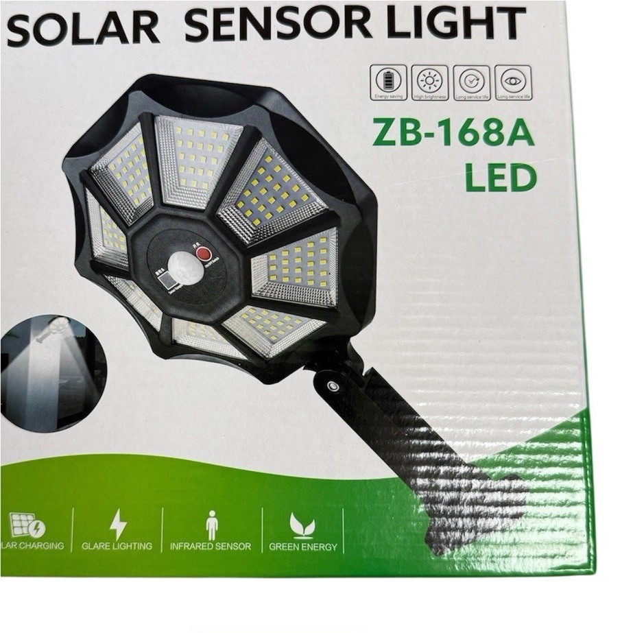 Solar LED Accent Spotlight ZB-168A, 168 LEDs, Outdoor Motion Sensor, Wall Mount