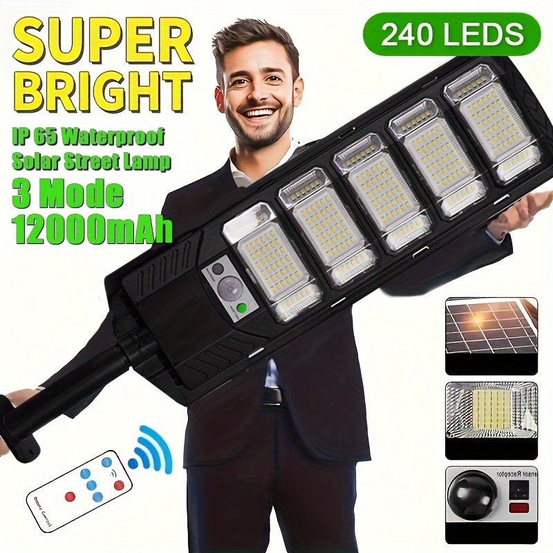 15000LM Solar Street Lights Outdoor with Motion Sensor,Remote Control,Waterproof