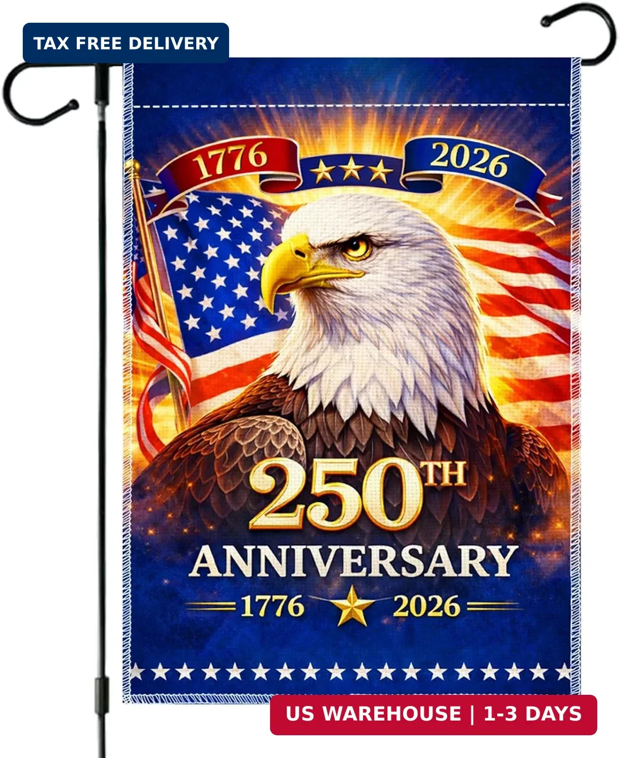 12 x 18 Inches 250th Anniversary American Garden Flag for Yard Lawn Outdoor Deco