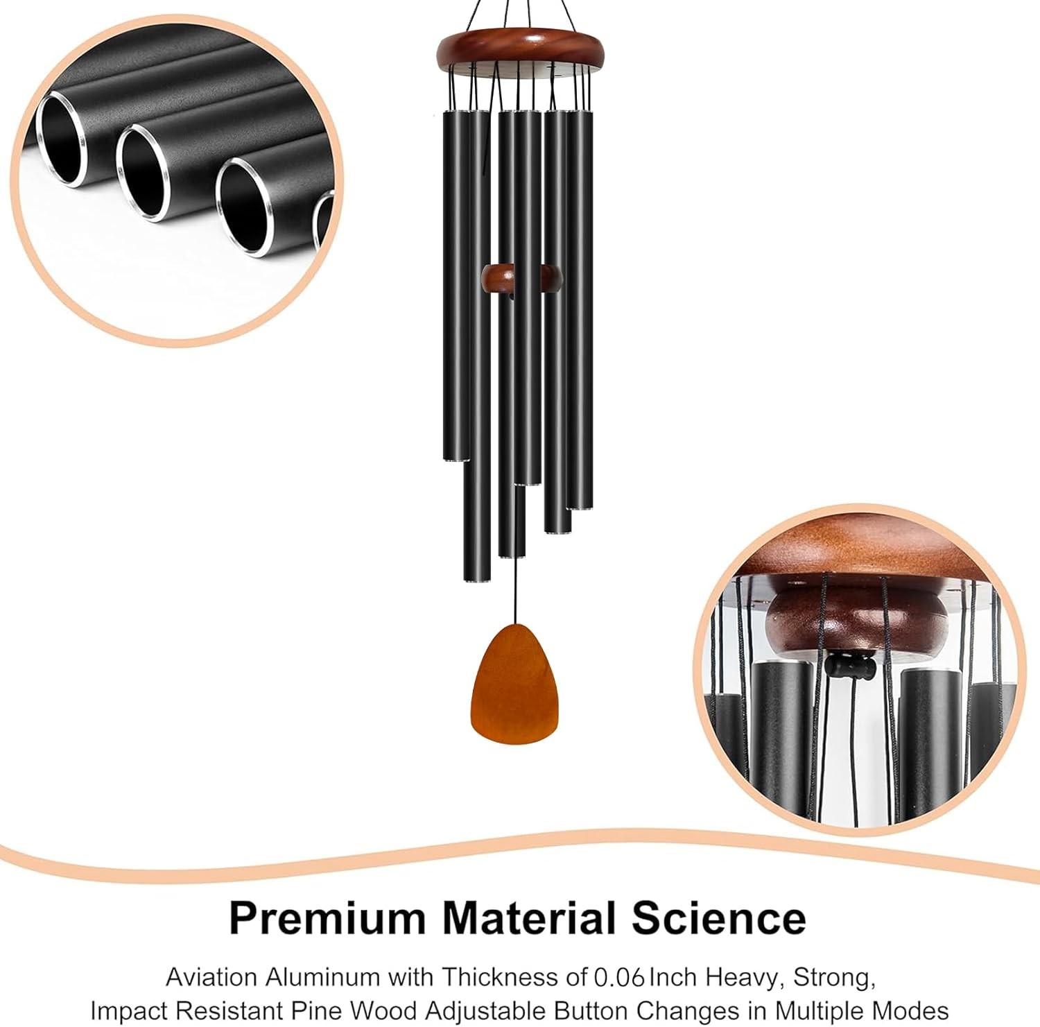 Large Deep Resonance Serenity Wind Chimes Metal Deep Tone Outdoor Home Decor US