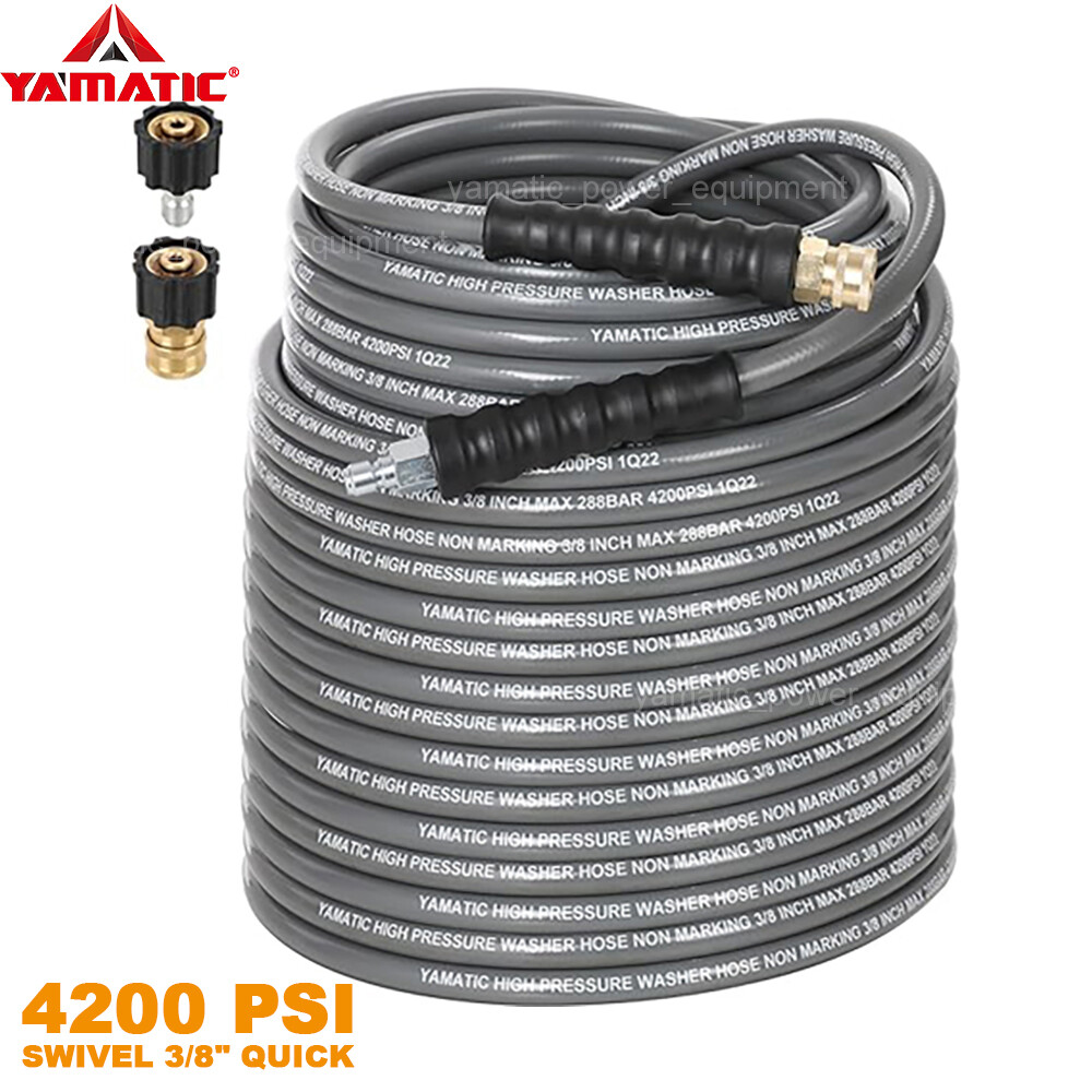 YAMATIC 3/8″ Rubber Pressure Washer Hose 4200 psi for Hot Water