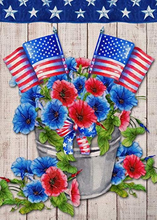 Patriotic July 4th Morning Glory American Garden Flag, America | Memorial Day