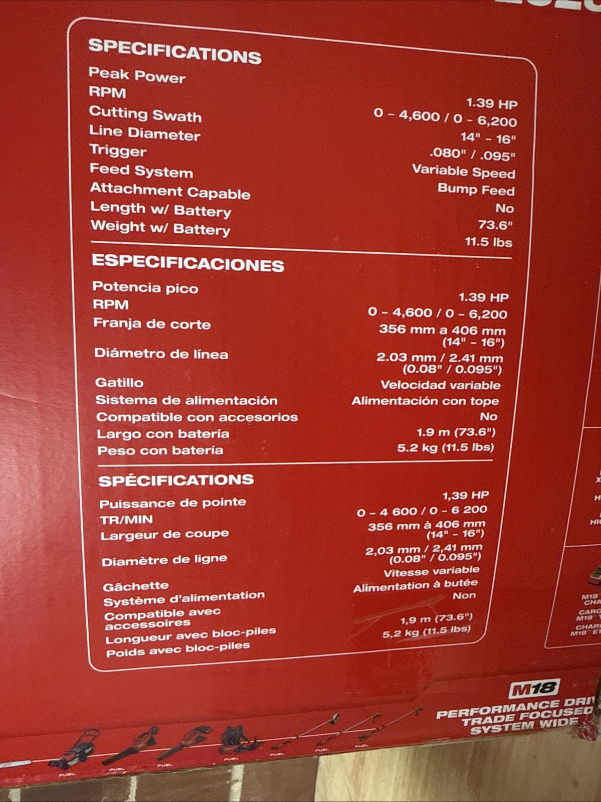 Milwaukee 2828-21E M18 18V Foldable Brushless String Trimmer – Tool Only, NEW!