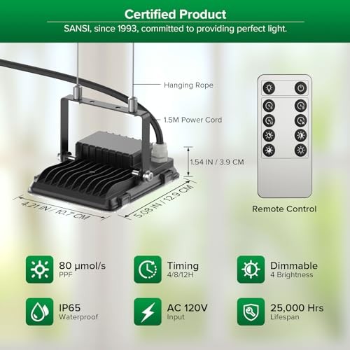 Dimmable LED Grow Light, 3000K 5000K 660nm 730nm Full Spectrum 45W (340W