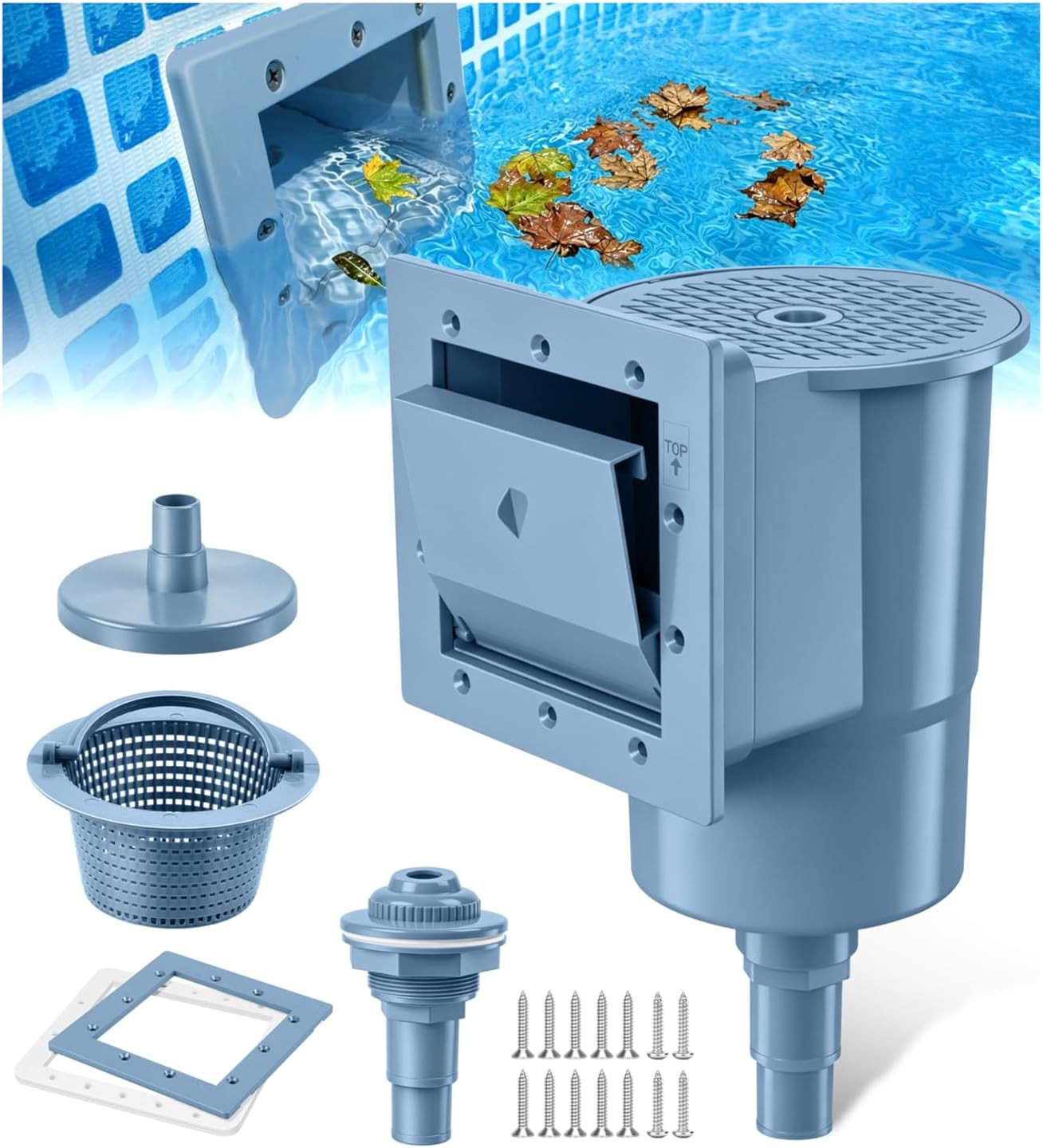 Deeprclean through Wall Skimmer for above Ground Pool, Heavy Duty Wall Mount Poo