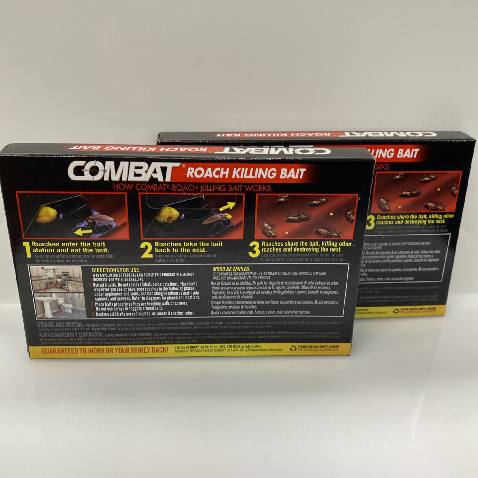 2X Combat Roach Killing Bait Stations for Small and Large Roaches, 6 Stations