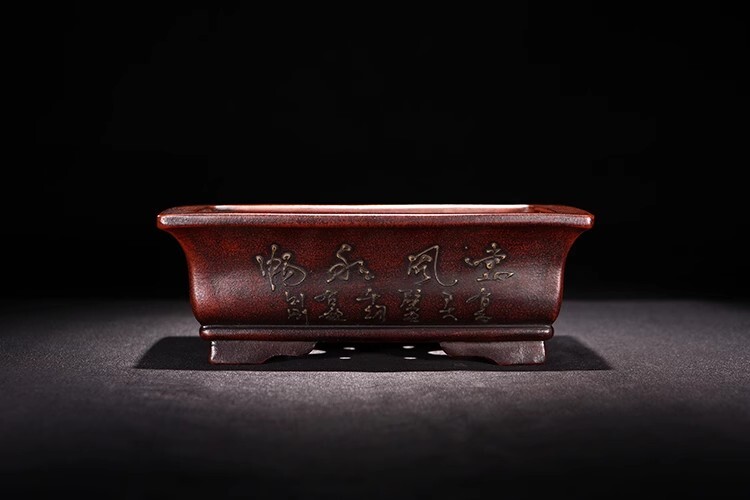 7.87in Chinese Antiqued Painting Refine Handmade Slender Waist Bonsai Flower Pot