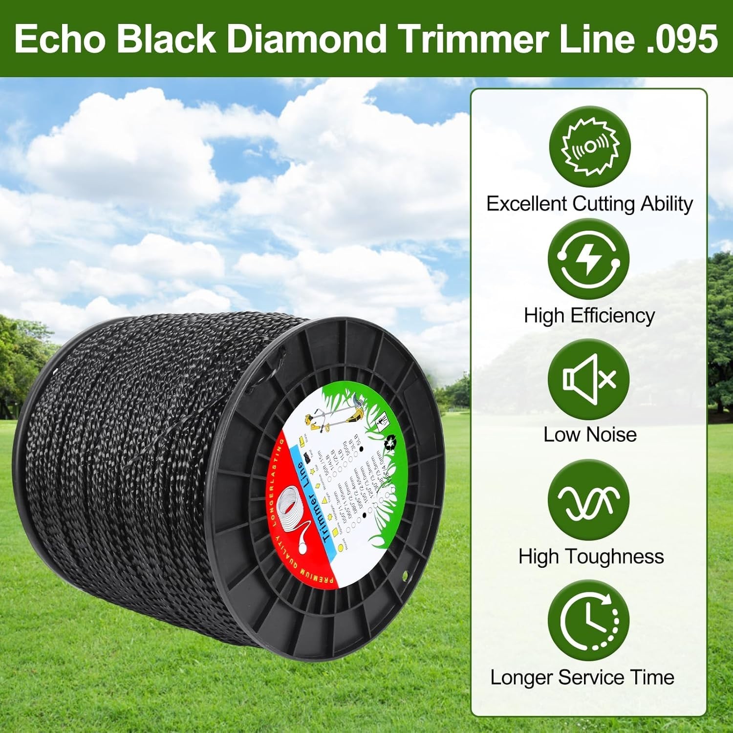 Weed Eater String .095, Replacement Echo Black Diamond Trimmer Line .095 5lb by-
