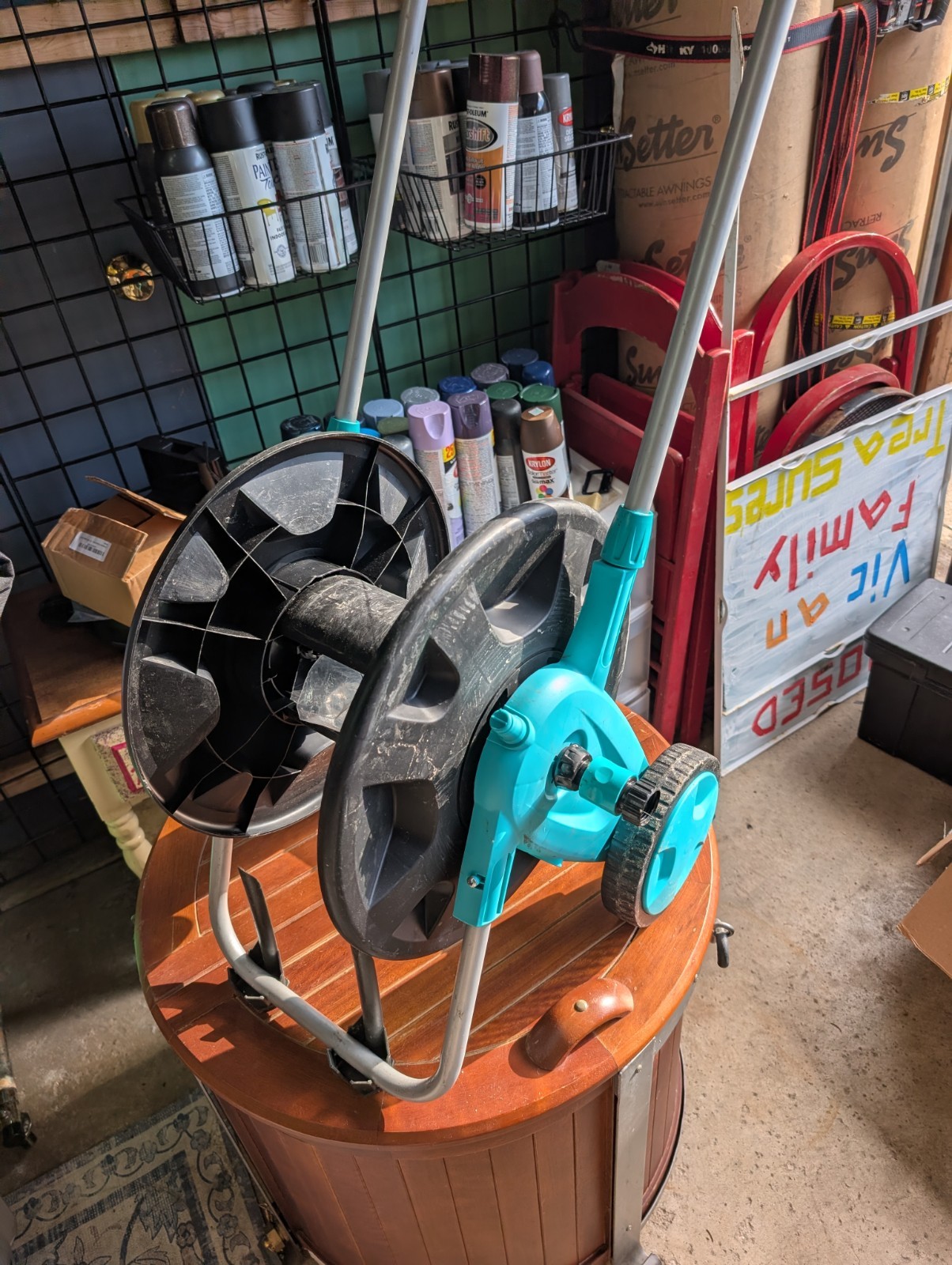 Garden Hose Reel for Outside,Hold Up to 100 ft of 5/8’’ 5/8 80FT-100FT Blue