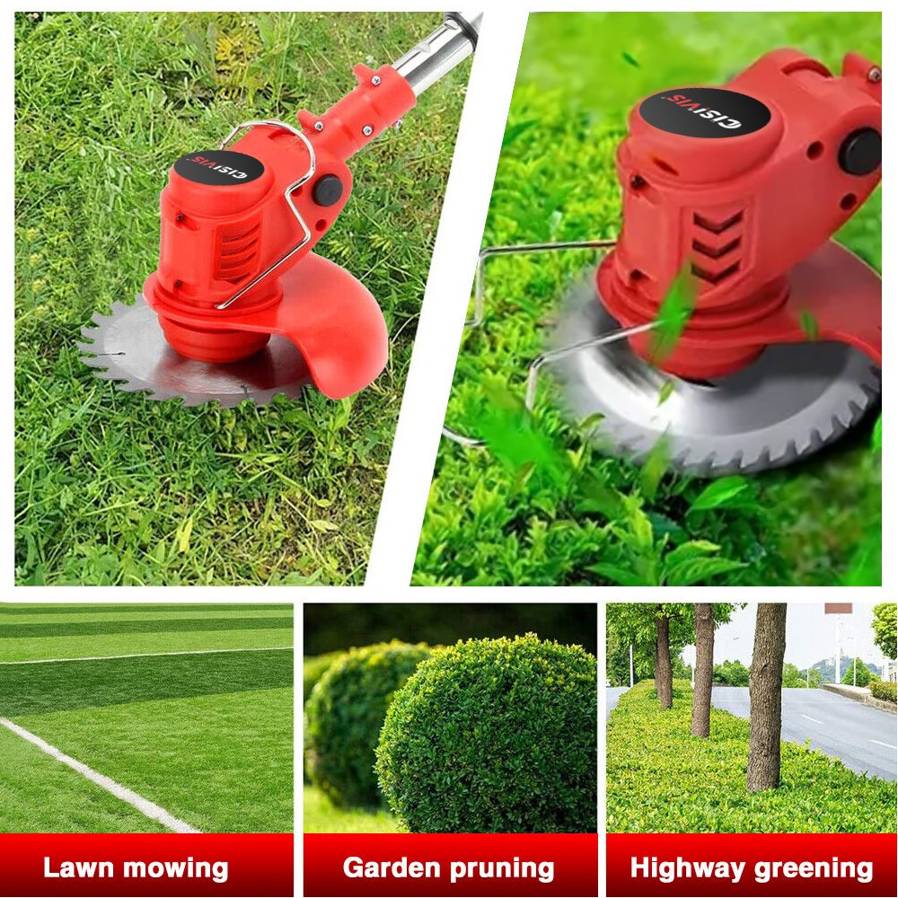 21V Electric Cordless Grass Trimmer Strimmer Garden Edger Cutter w/ 2 Battery