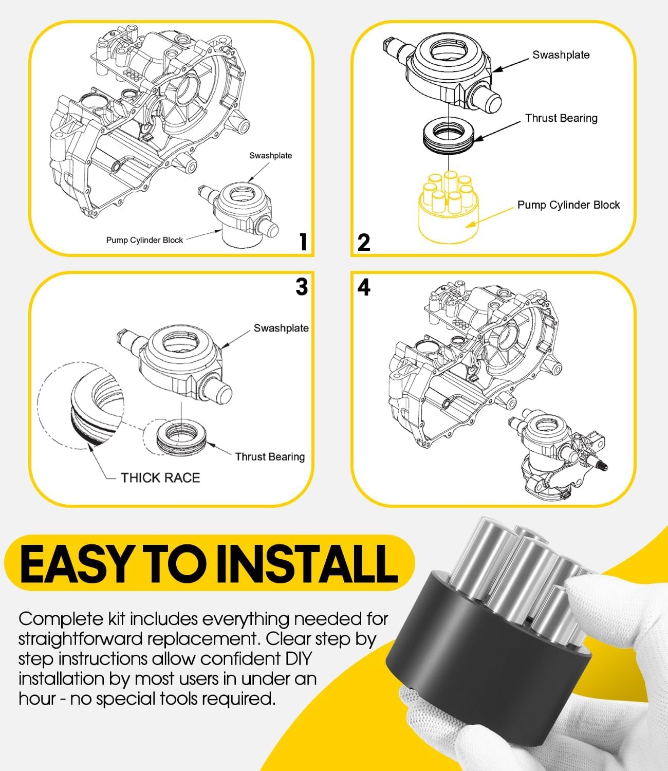 for Hydro-Gear Assembly Transaxle Pump Cylinder Block Kit 7 Piston Part# 70723