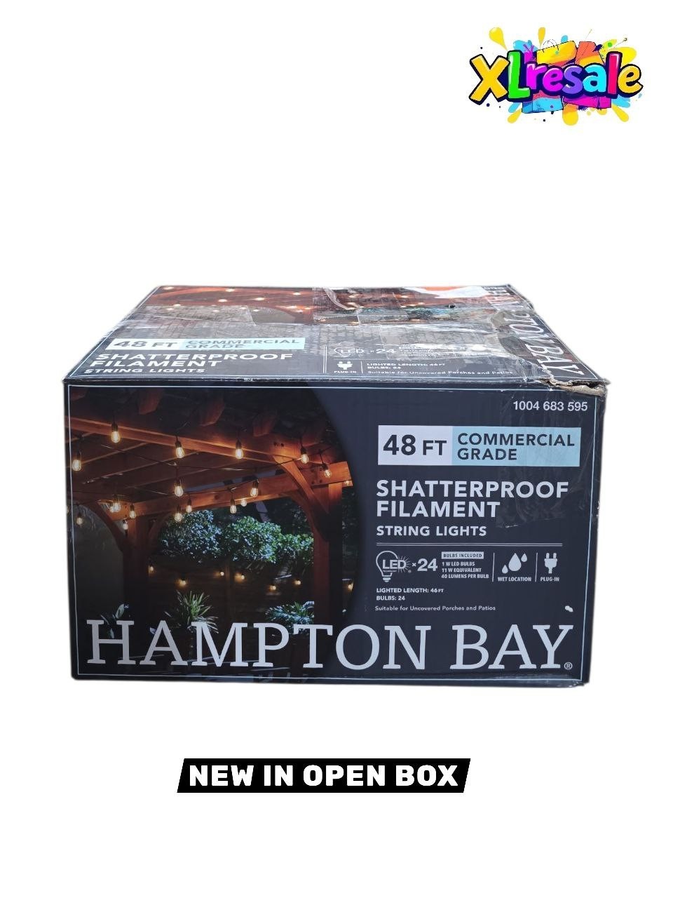 Hampton Bay 24-Light 48 ft. Plug-in Indoor/Outdoor Edison Patio String Light wit