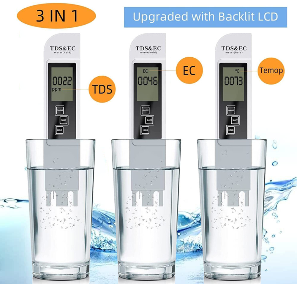TDS Meter Digital Water Quality Tester Testing Kits for Drinking Water 0-9990ppm