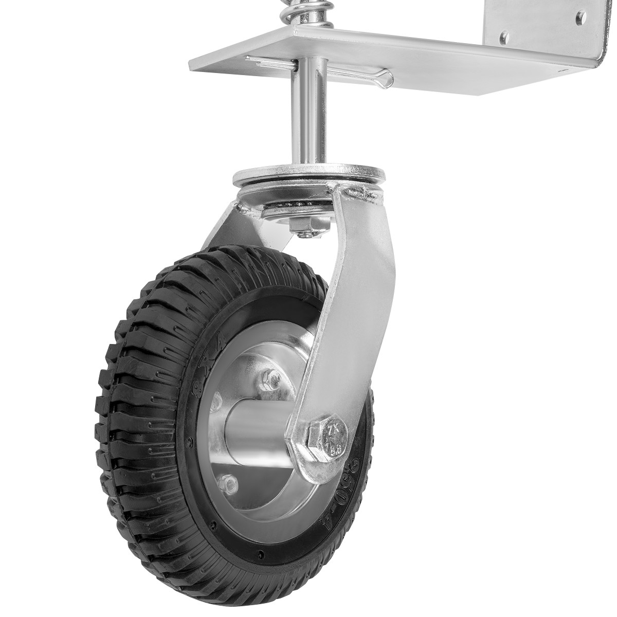 Stark USA 2PCS Set 8″ Universal Spring-Loaded Gate Swivel Flat-Free Caster Wheel