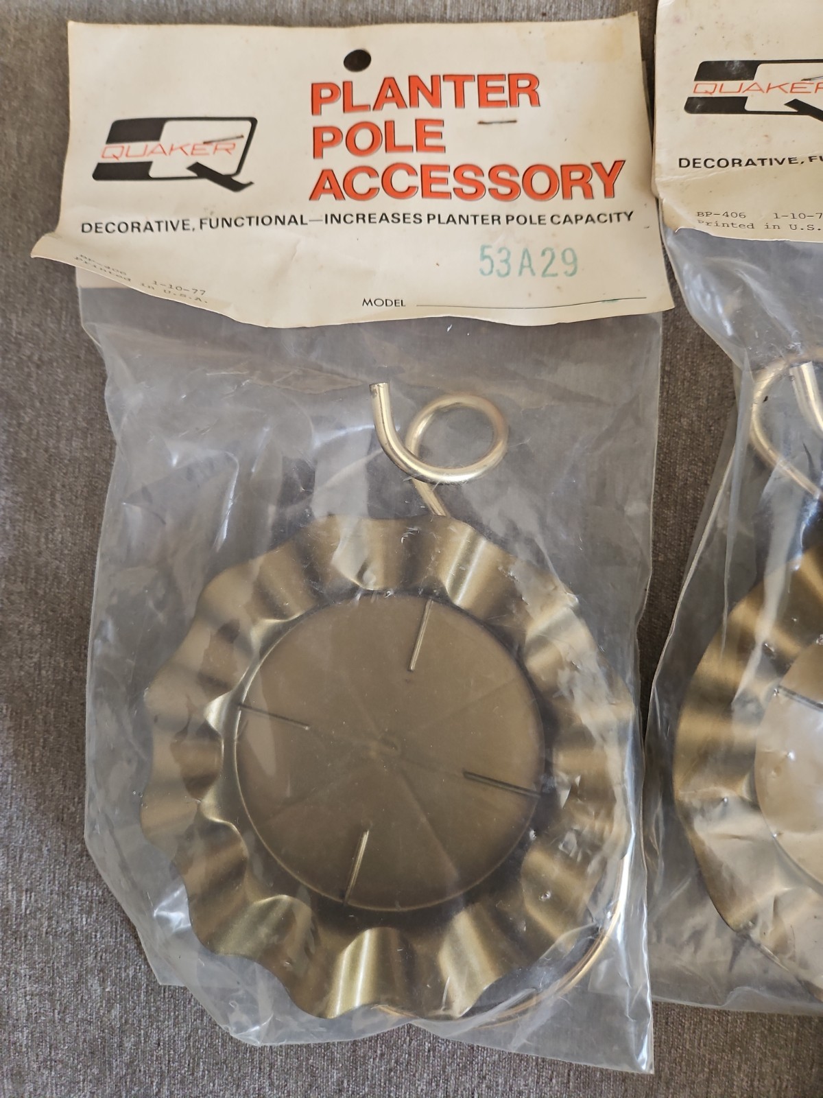 Vintage 70s Quaker Pole Plant Accessory Lot Of 4 Plant Holder Gold Tone NIB