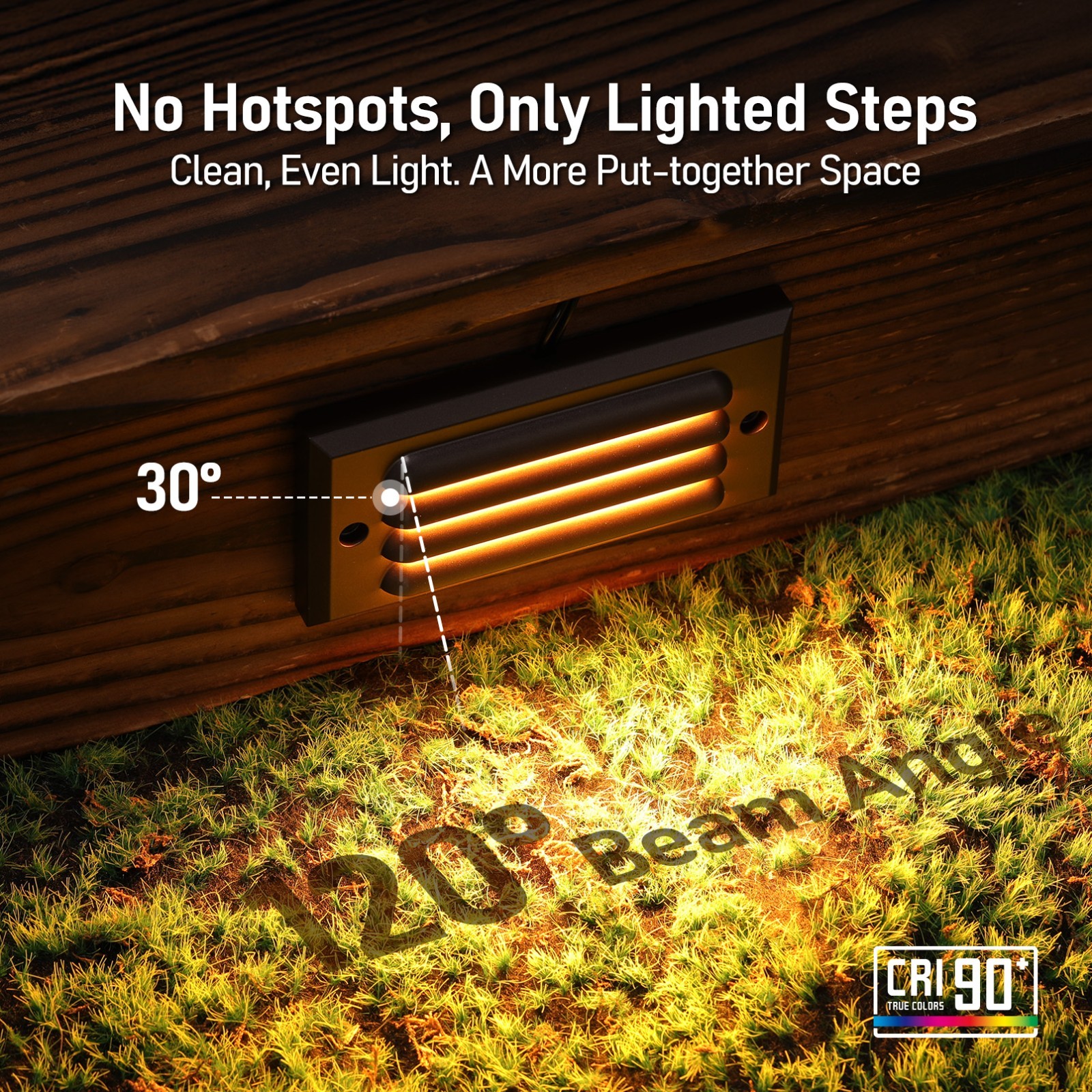 12-Pack Low Voltage Louvered LED Step Light, 3000K Warm White, Oil Rubbed Bronze