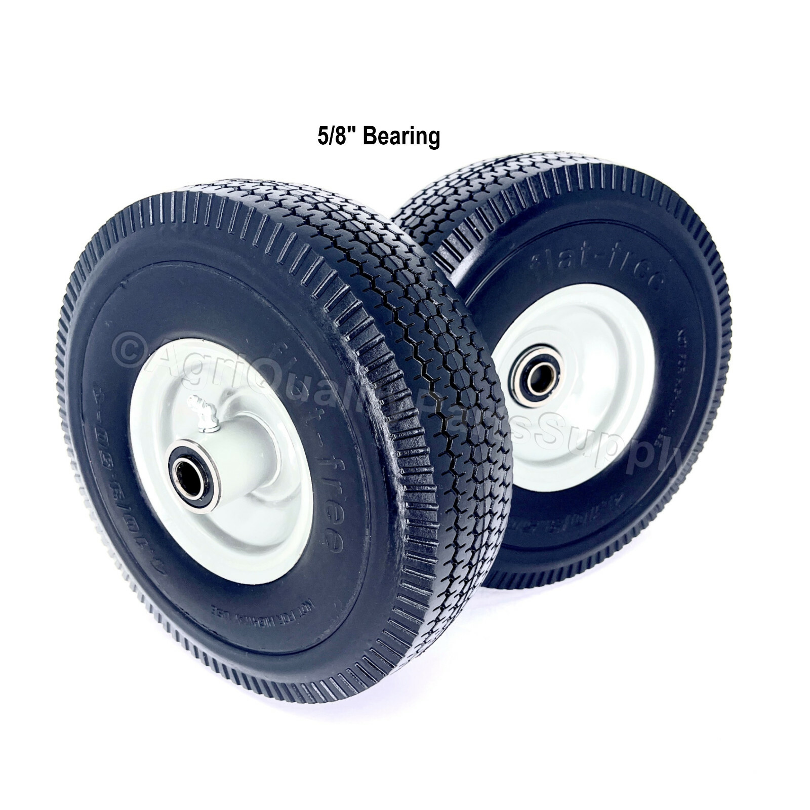 Two(2) 4.10/3.50-4 Flat Free Utility and Hand Truck Tire / Wheel 5/8″ Bearing