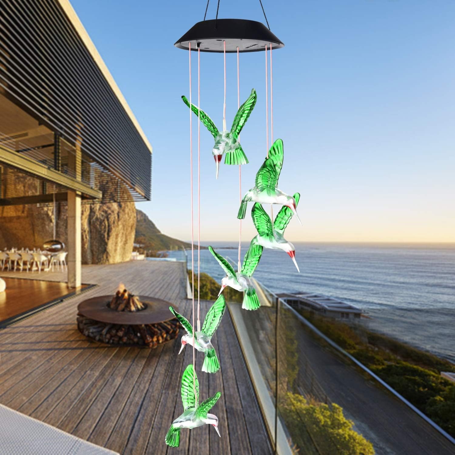 Solar Powered LED Light Decor Wind Chimes Garden Hanging Colour Changing Outdoor