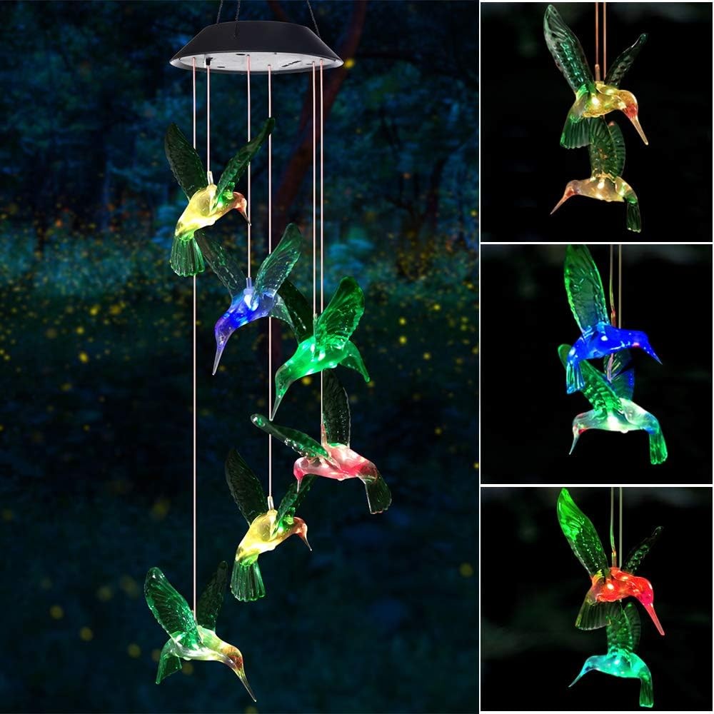 Solar Powered LED Light Decor Wind Chimes Garden Hanging Colour Changing Outdoor