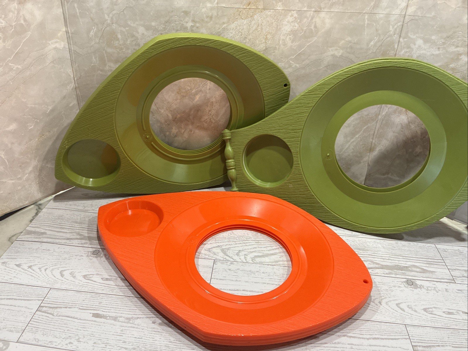 Better Maid Paper Plate and Cup Holders Avocado Green / Orange Set of 9 Vintage