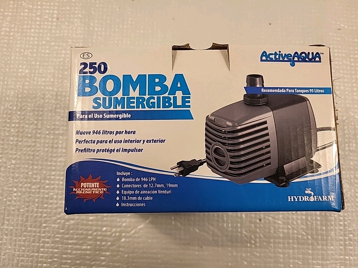 Active Aqua Submersible Water Pump, 250 GPH Hydroponics