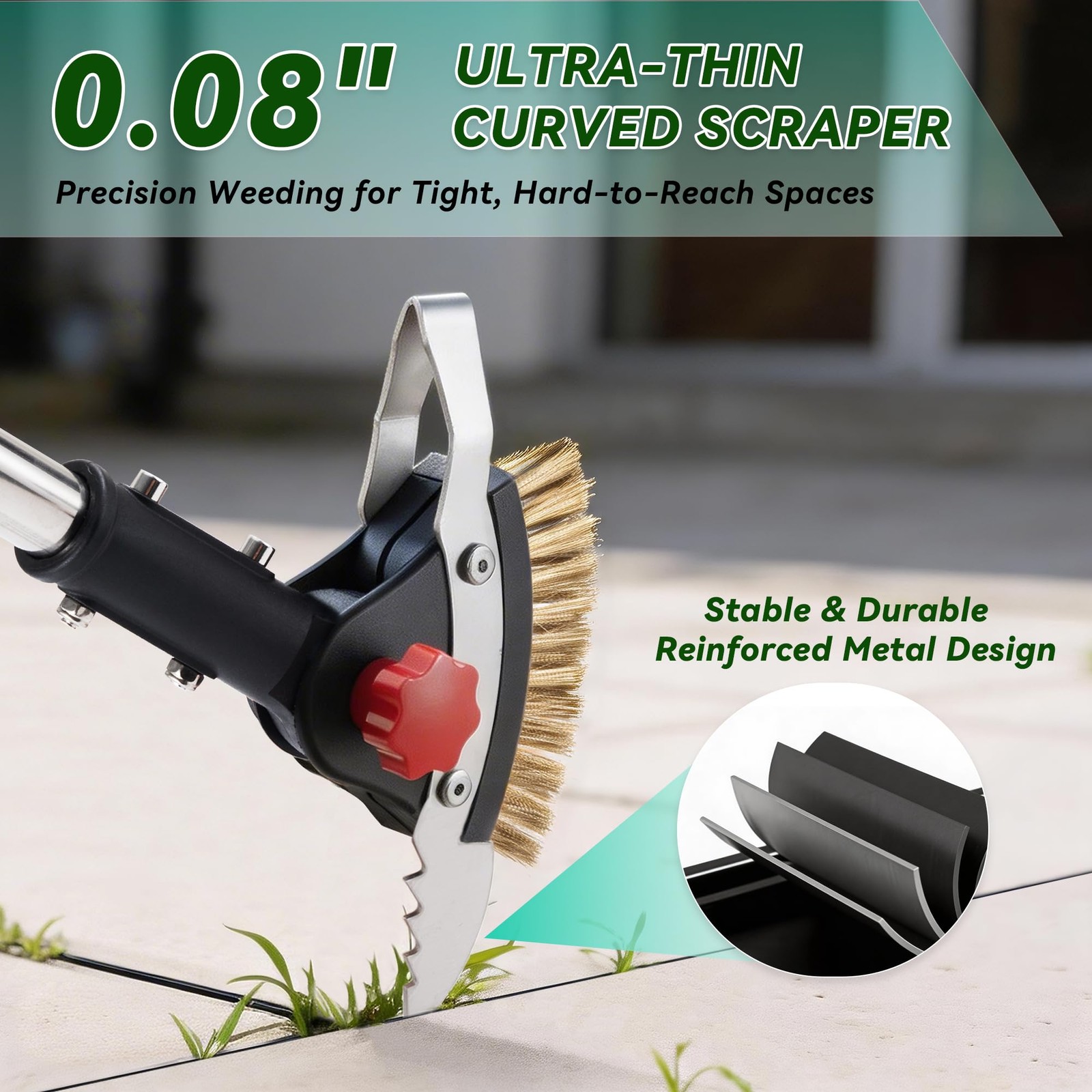 3in1 Heavy Duty Weeder Tool with Adjustable Handle for Driveway and Patio