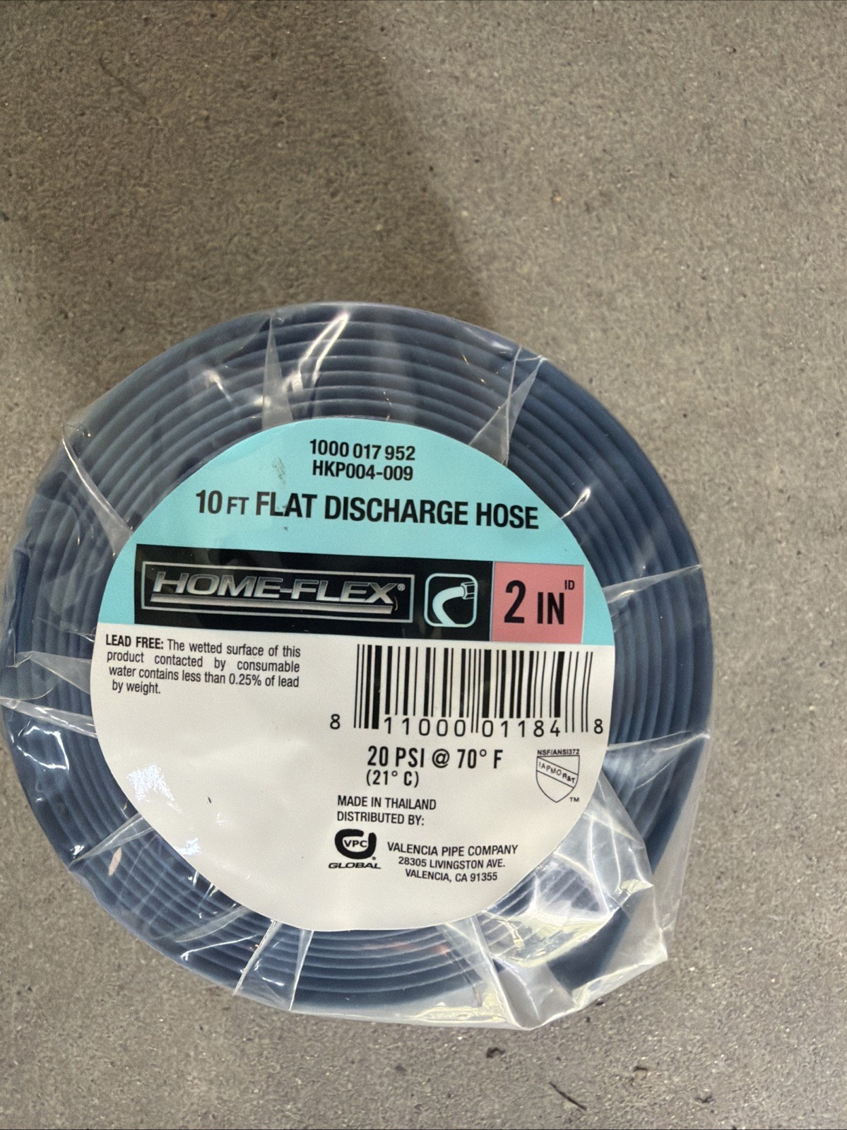 Homeflex 2” x 10ft Flat Discharge Hose Lay Flat Water Pump Drain Hose