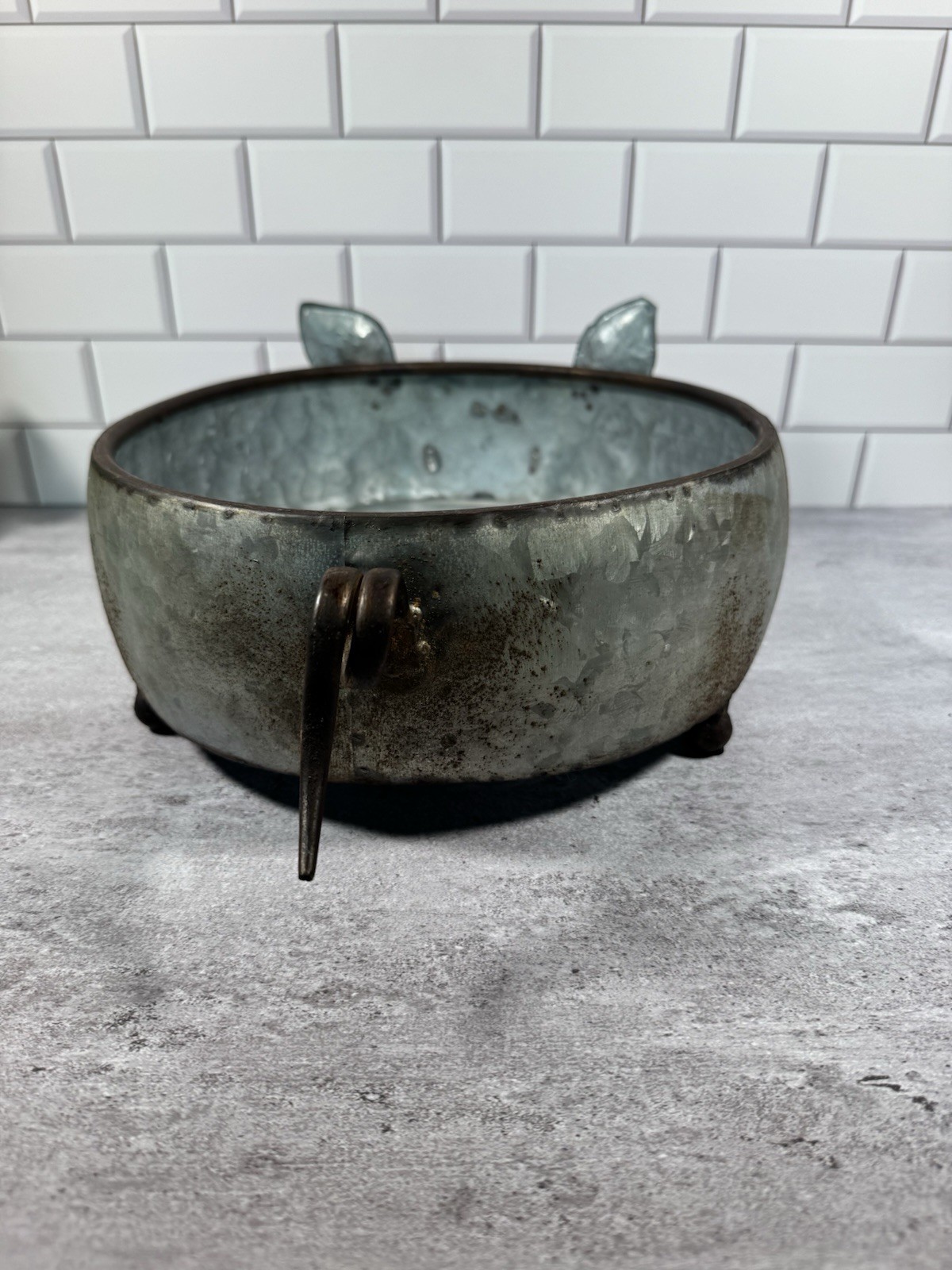 Galvanized Metal Pig Planter Rustic Farmhouse Trough Centerpiece 14”