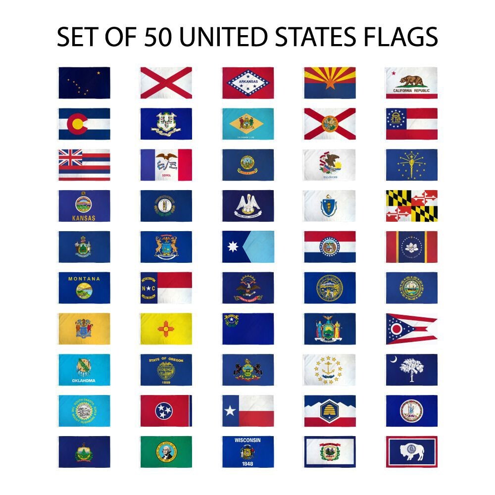 Set of 50 US State 2x3ft Poly Flag Set