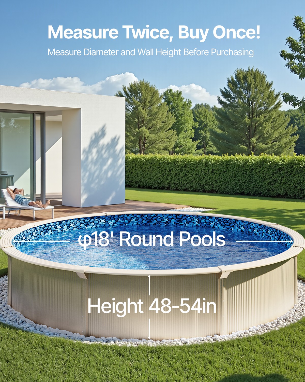 Round Pool Liner 18ft Overlap Style Pool Liner 54in Wall Height Durable