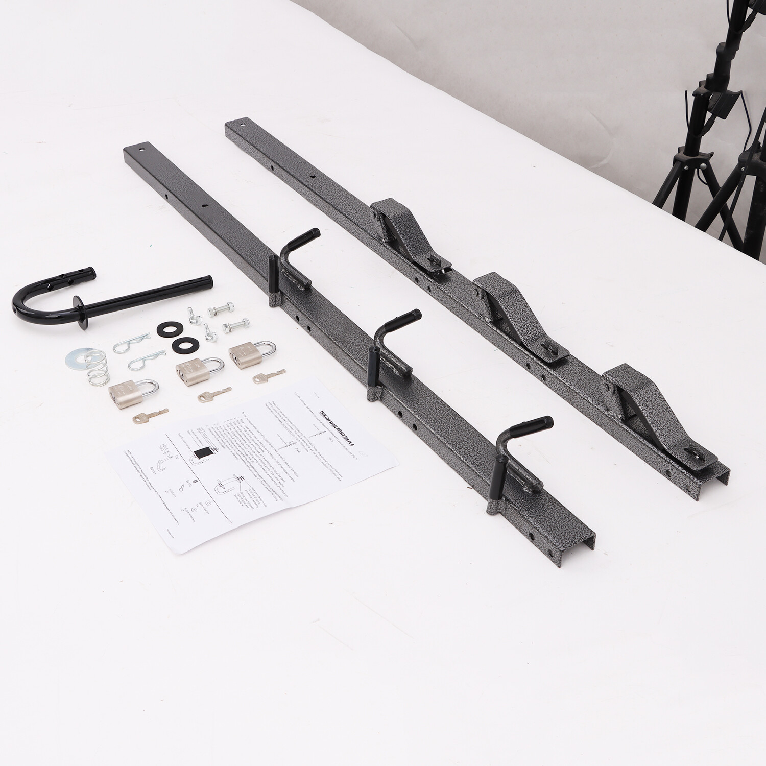 TIEWARDS 3-Place Weeder Trimmer Rack Holder for open Landscape Trailer Lockable