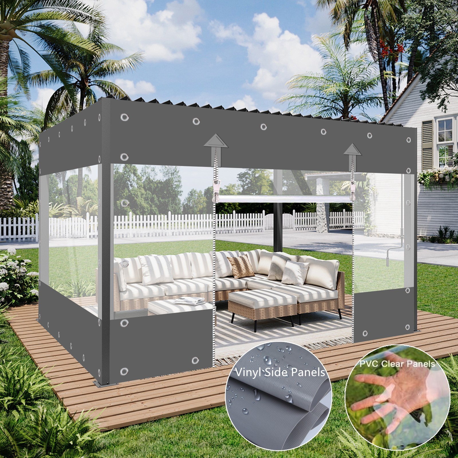 Clear Vinyl Curtain Heavy Duty PVC Clear Tarp Waterproof Outdoor Patio Enclosure