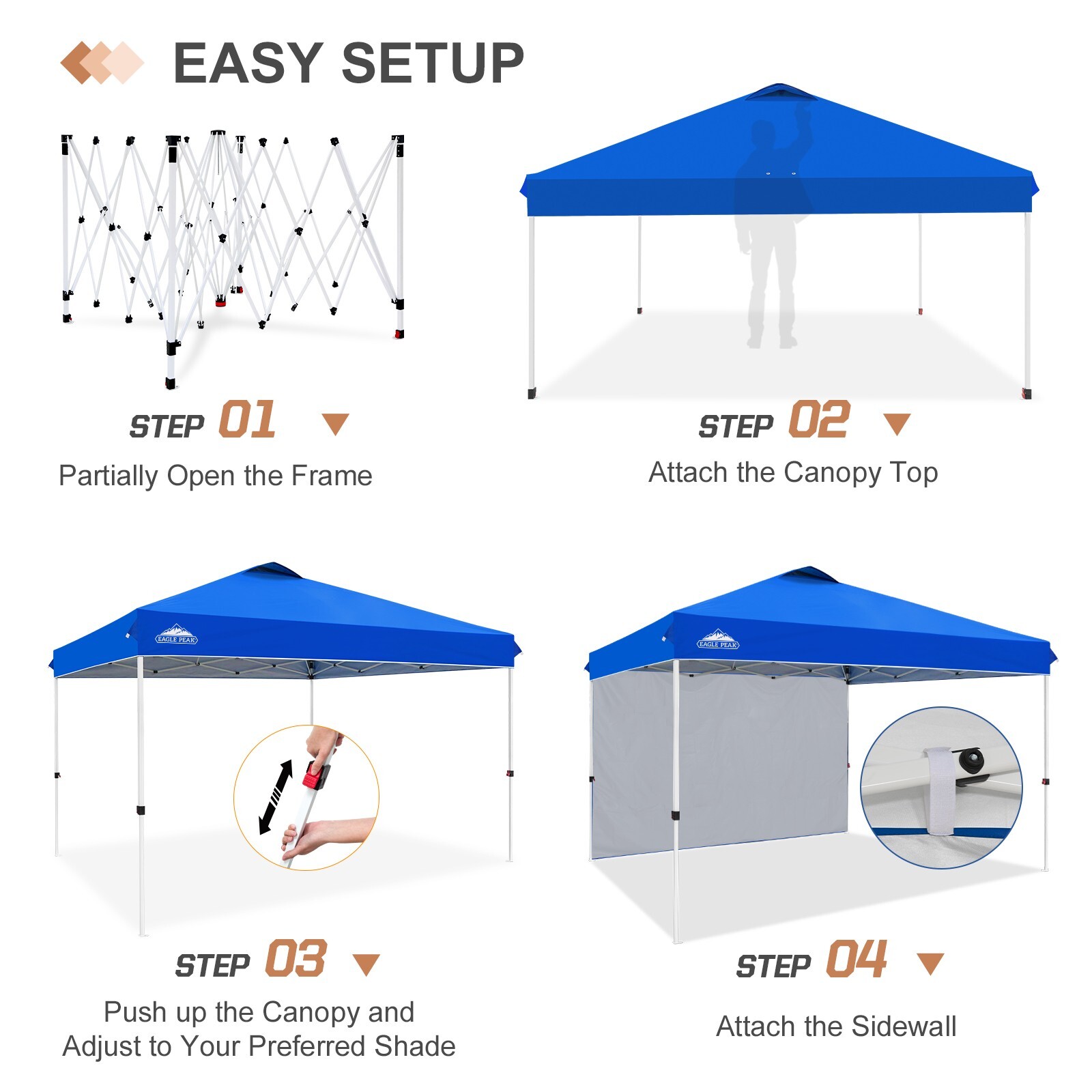 EAGLE PEAK 12×12 Pop Up Canopy Tent with 1 Sidewall