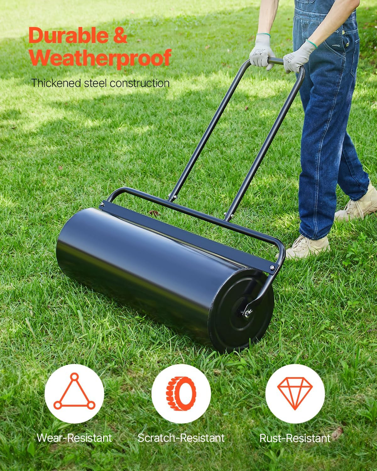 61L Lawn Roller with Ergonomic Handle – Level & Compress Soil Easily