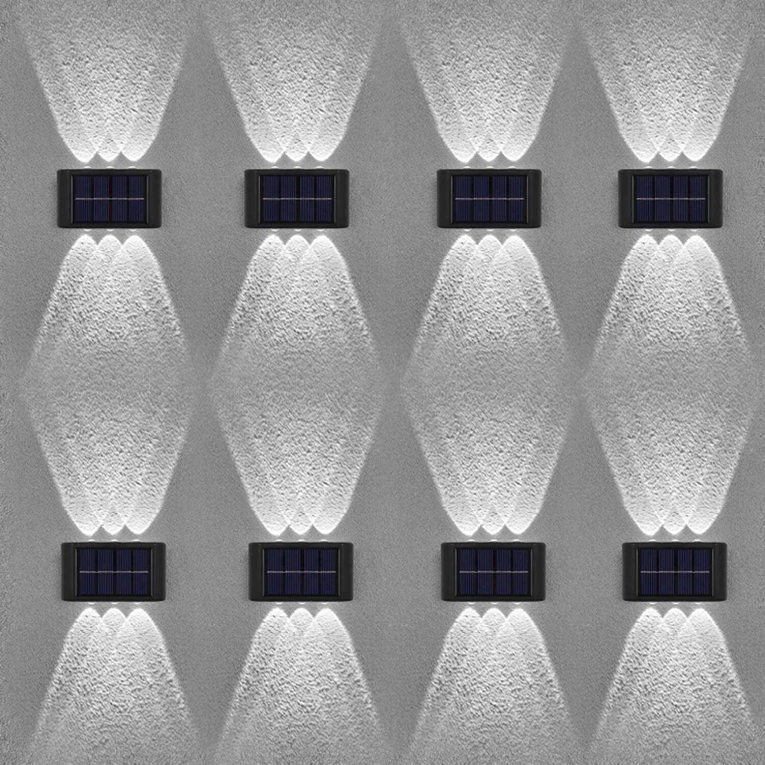 8 Pack LED Solar Fence Lights Dusk to Dawn Wall Garden Pathway Deck Lamp Outdoor
