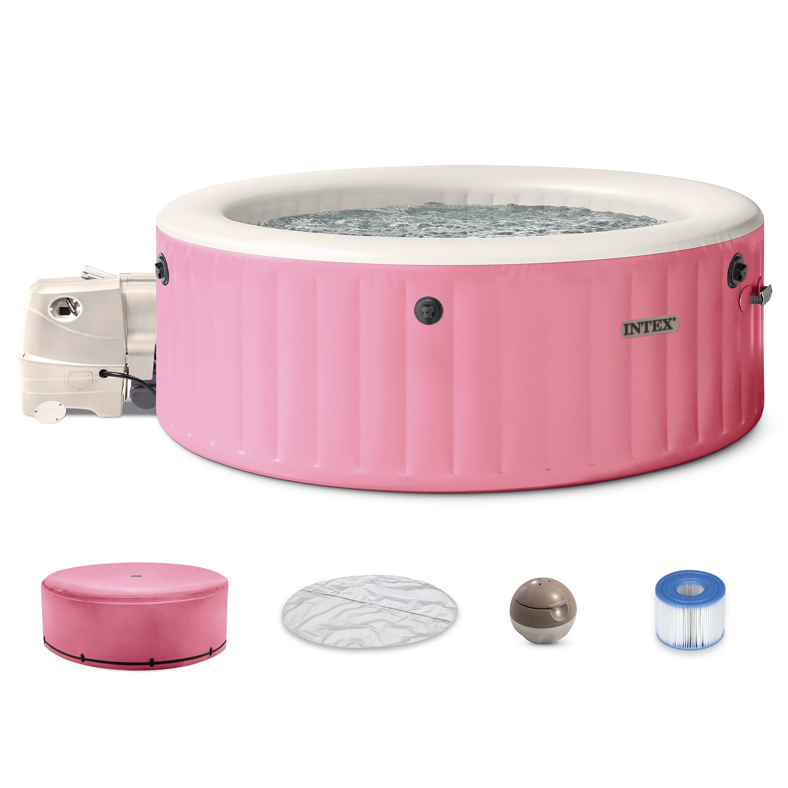INTEX PureSpa Bubble Massage Spa Set with Energy Efficient Cover, 77″ x 28″
