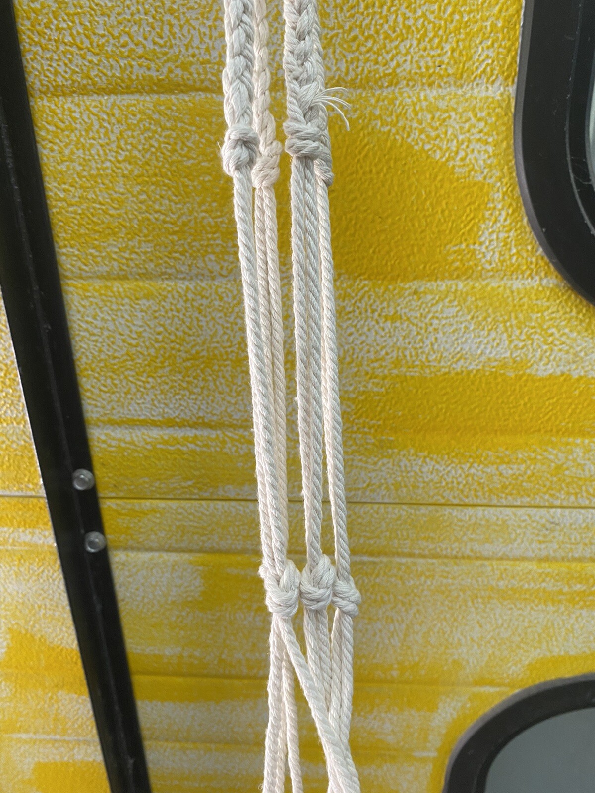 Macrame Small Neutral Plant Hanger Decor with Wooden Beads