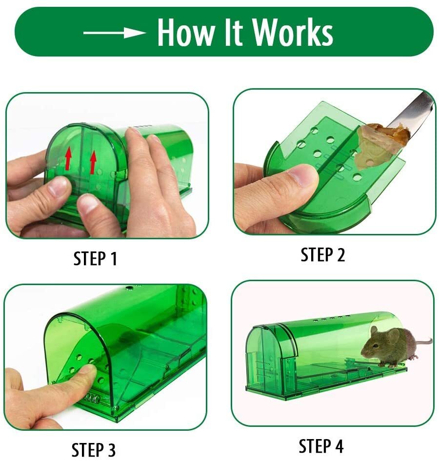 2 Pack Humane Mouse Traps Live Catch & Release No Kill Rat Mice Trap Reusable