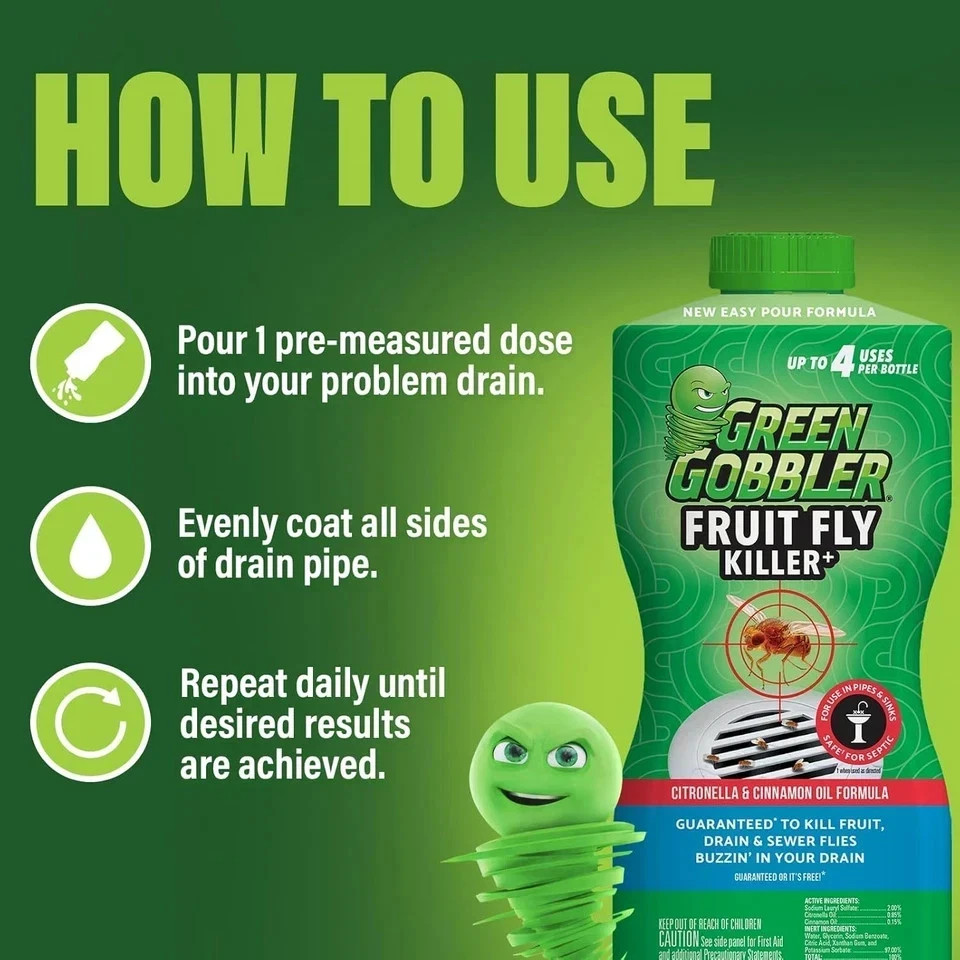 Fruit Fly Killer+ – Kills Fruit Flies, Drain Flies & Sewer Flies, Gel Treatment