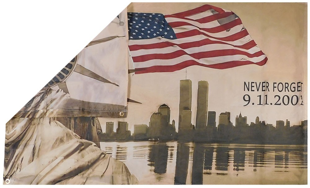 Never Forget 911 Empire State 3×5 3’x5′ Woven Poly Nylon 68D Flag Banner