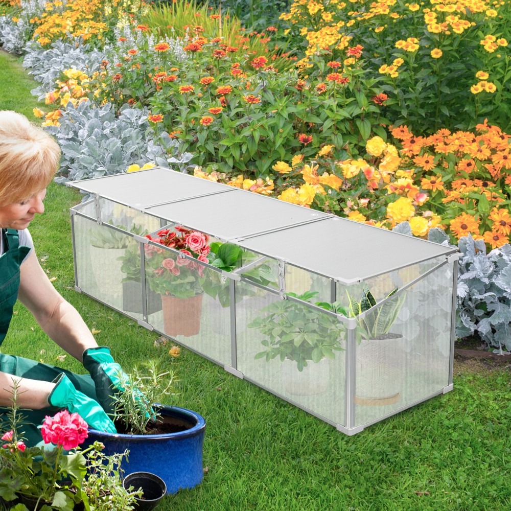 Polycarbonate Walk-in Greenhouse 6×10 FT Aluminum Frame Outdoor Backyard