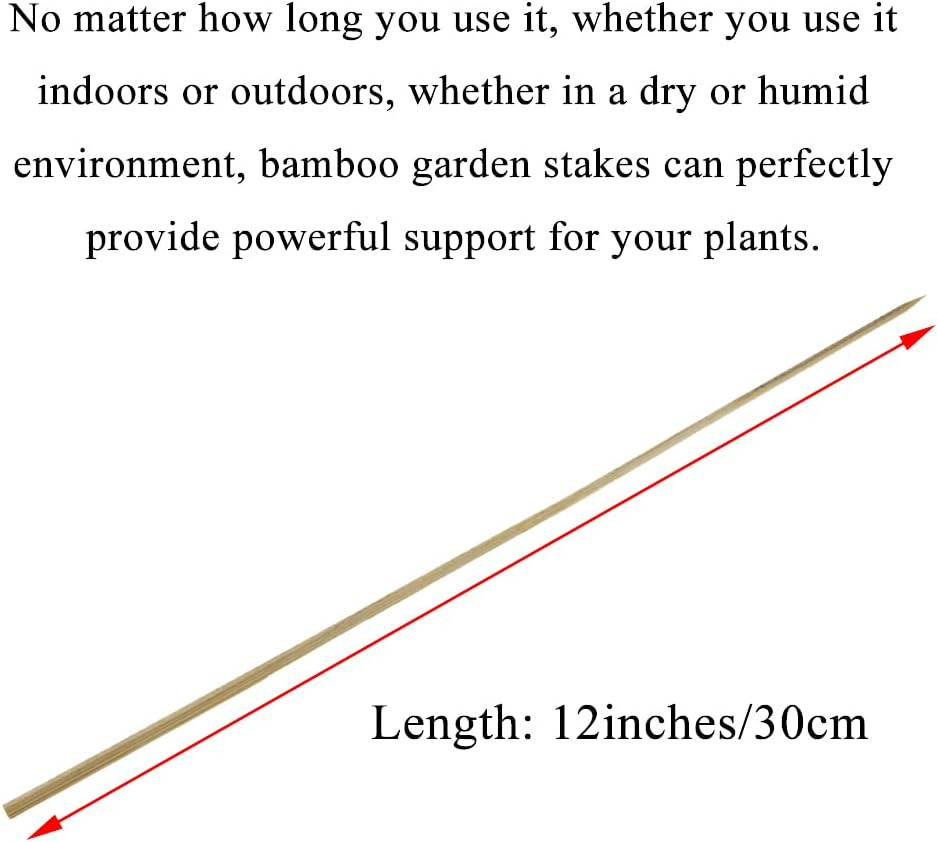 12Inches 25Pcs Natural Carbonized Bamboo Plant Stake Wood Garden Stake Bamboo Ro