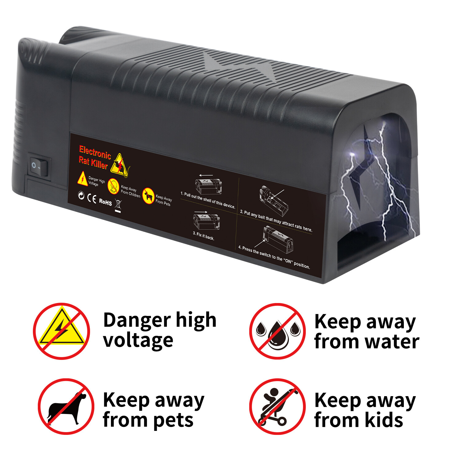 Upgraded Electronic Mouse Trap Control Kill Big Rat Pest Electric Rodent Zapper