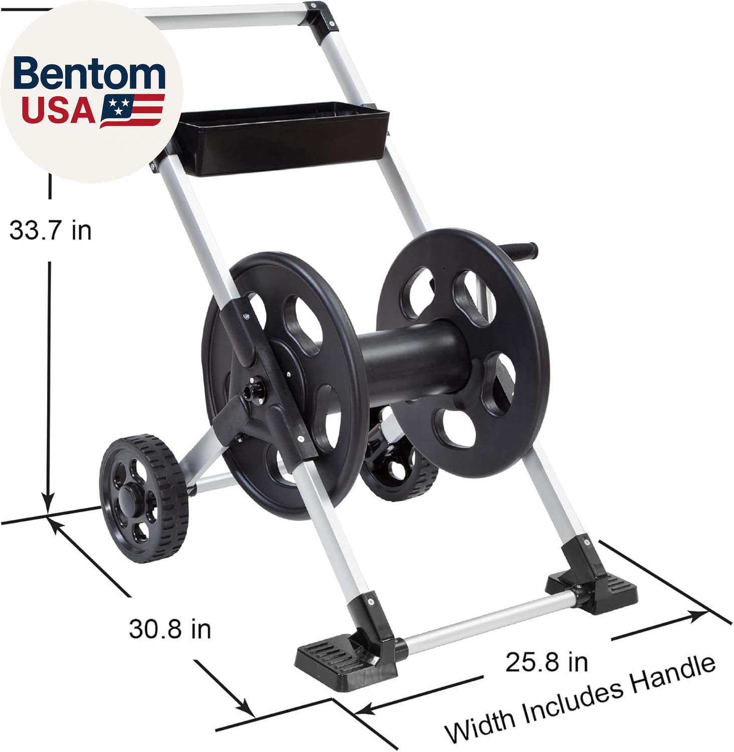 304 Explorer Two Wheel Hose Reel Cart, Aluminum, Holds 250-Feet of 5/8″ Hose, Si