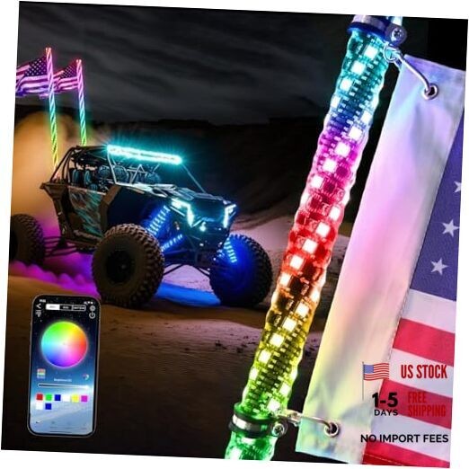 3FT LED Whip Lights for UTV RGB Chasing/Dancing Light Remote 3FT / (Pack of 1)