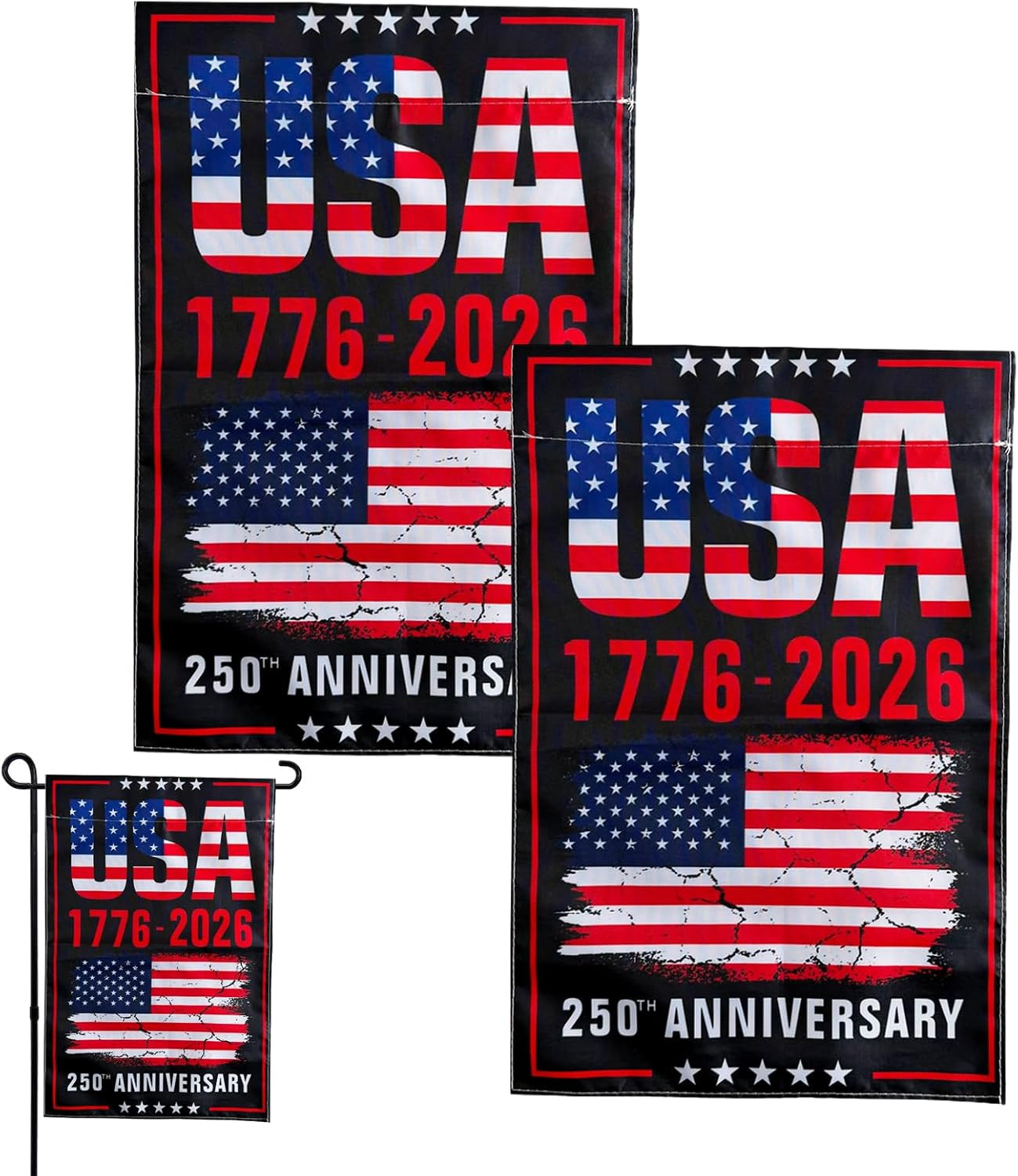2PCS 250Th Anniversary America Garden Flag,250 Years USA Flag,1776-2026 Patrioti
