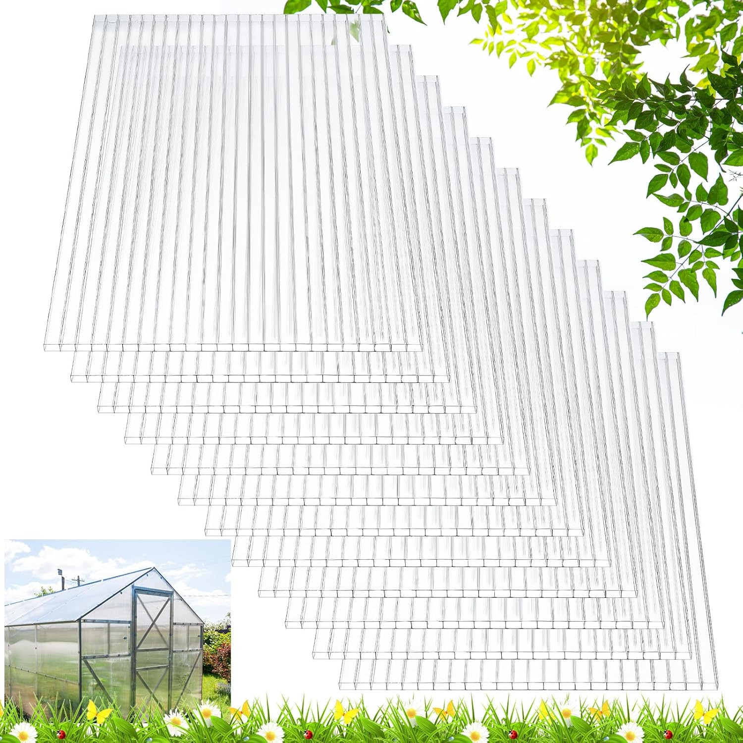 6 Pack 4′ X 2′ X 0.16” Polycarbonate Greenhouse Panels Polycarbonate Sheets Twi