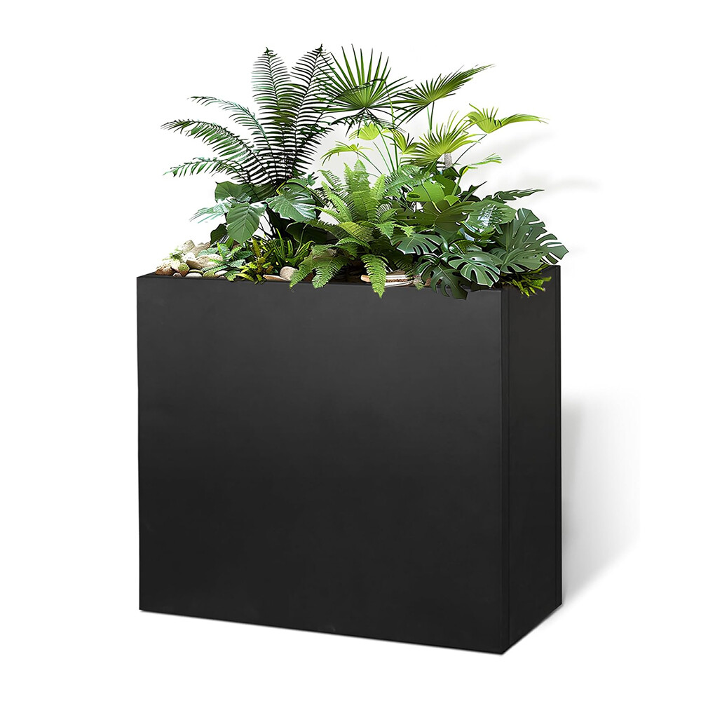 Metal Planter Box 24″L x 10″W x 24″H Removable Insert Shelf Rectangular Planters
